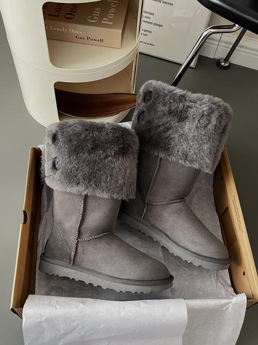 Ugg小千颂伊两穿纽扣中筒靴-灰色 商品图1