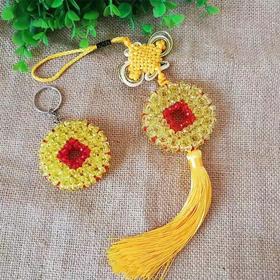 丞恩工坊 手工串珠车挂件 铜钱