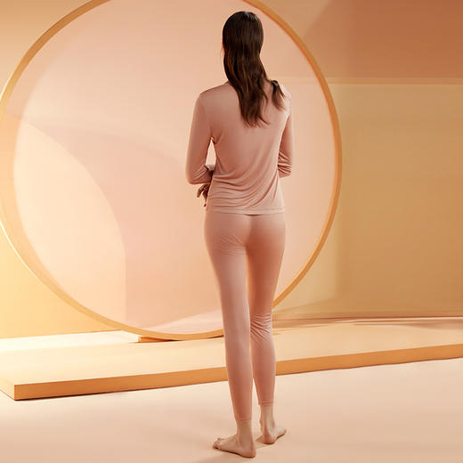 金三塔100%真丝秋衣秋裤女士秋冬长袖蚕丝圆领抗菌保暖内衣套  NYFBC101 商品图2