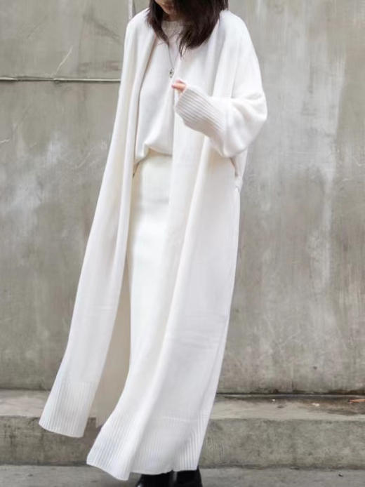 Puree｜#1983 Longline cardigan 羊绒睡袍式系带长开衫 [ 白 / 绿 / 深灰 / 棕 ] 商品图4