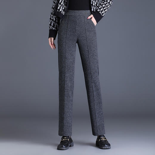 冬款长款简约修身，时尚宽松直筒裤松紧腰拼接休闲气质长裤MYX-28111 商品图0