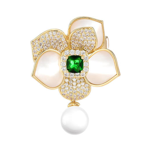 BYY-B5-11 韩版时尚气质贝母山茶花胸针 商品图4