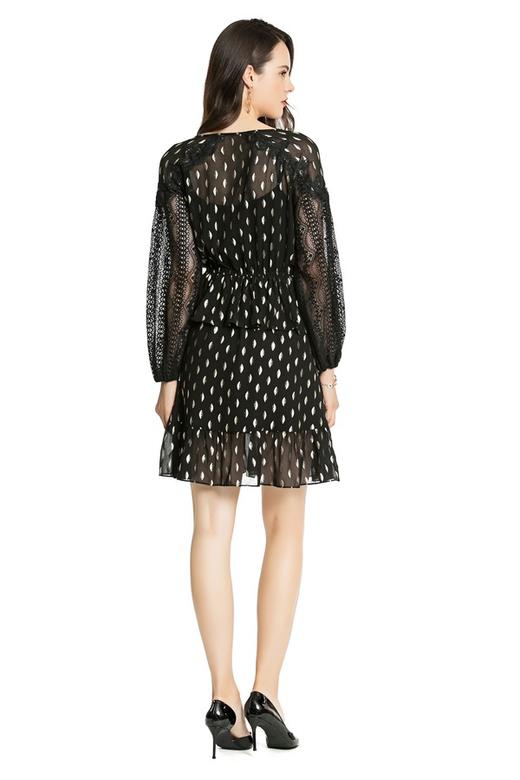 SUMMER & SAGE 黑色镂空衣袖连衣裙 4011 商品图3