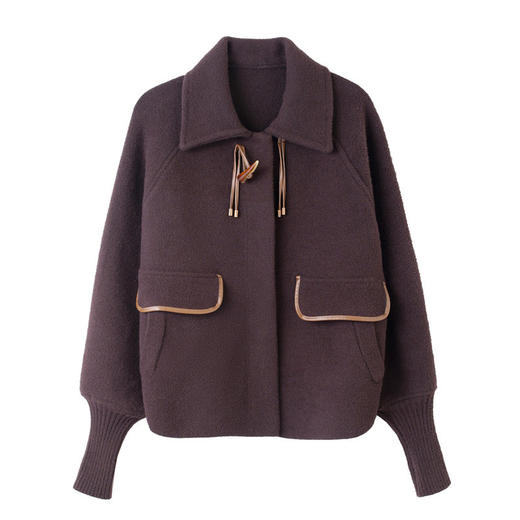 JFYH6563新款时尚洋气翻领长袖短款毛呢外套 商品图4