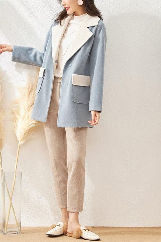 OSA欧莎 双色西装翻领大衣 10458 商品图1