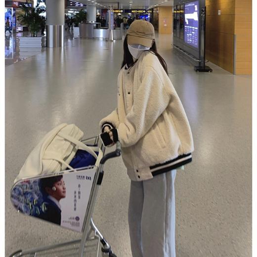 【简易时尚百搭加厚羊羔毛外套】棒球服女ins潮2022年新款秋冬季韩版宽松加绒加厚羊羔毛外套 商品图1