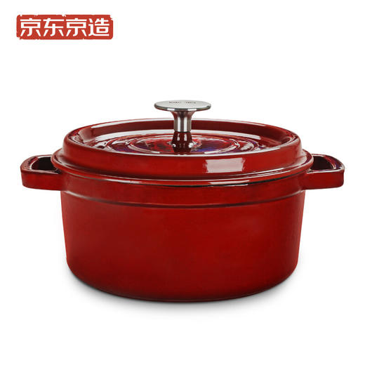京东京造 铸铁珐琅锅 搪瓷炖锅煲汤锅24CM珊瑚红 商品图6