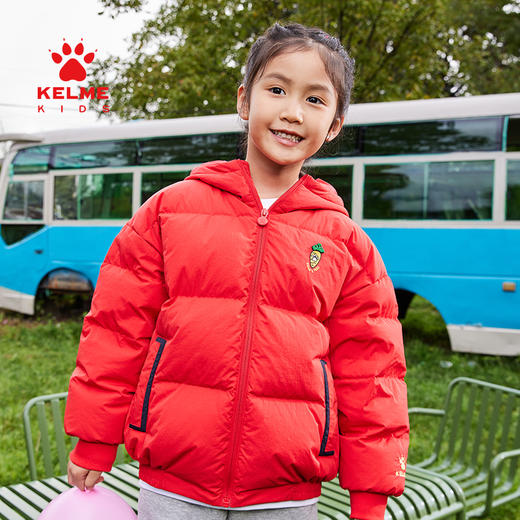 卡尔美童装羽绒服饰冬新款女童连帽宽松加厚外套5247YR4013 商品图4