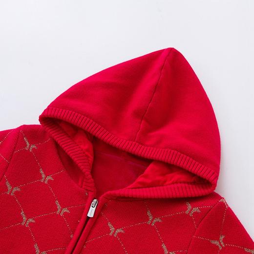 英氏童装新年装女童连帽毛线外套女宝加绒针织拉链衫YRWGJ42336A 商品图2