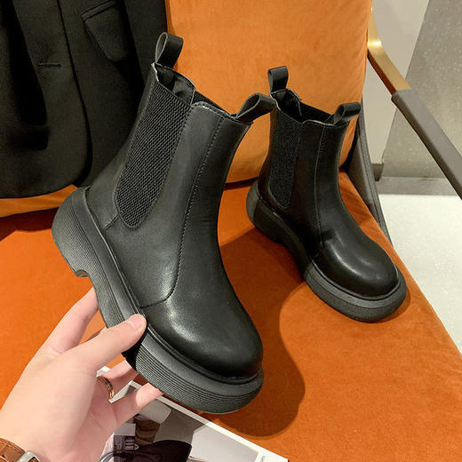 薄绒马丁靴子春秋单靴新款短靴厚底防滑2022秋冬网红爆款切尔西靴 商品图5