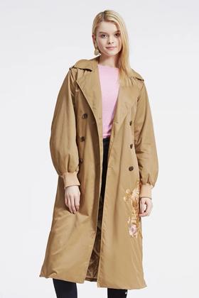 OCHIRLY欧时力 猫咪刺绣长外套 11073