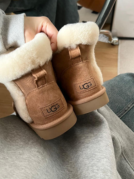 UGG.2022羊驼毛边小可爱雪地靴-栗色 商品图5