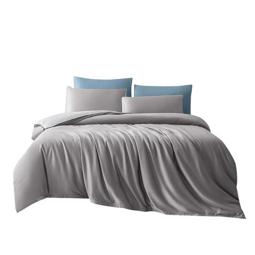 京东京造 国标A类 新疆棉缎纹四件套 纯棉被套床单枕套 高支高密床上用品 双人1.5m/1.8m床 雅士灰色 商品图0