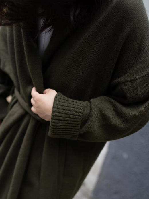 Puree｜#1983 Longline cardigan 羊绒睡袍式系带长开衫 [ 白 / 绿 / 深灰 / 棕 ] 商品图3