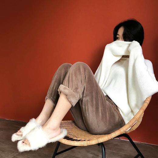 珊瑚绒睡裤女长裤秋冬季女士加厚绒宅宅仙女暖暖裤加厚加绒可外穿 商品图5