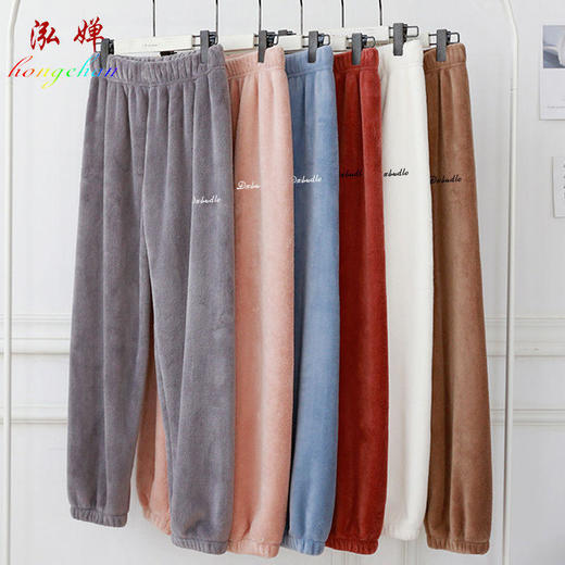 珊瑚绒睡裤女长裤秋冬季女士加厚绒宅宅仙女暖暖裤加厚加绒可外穿 商品图3