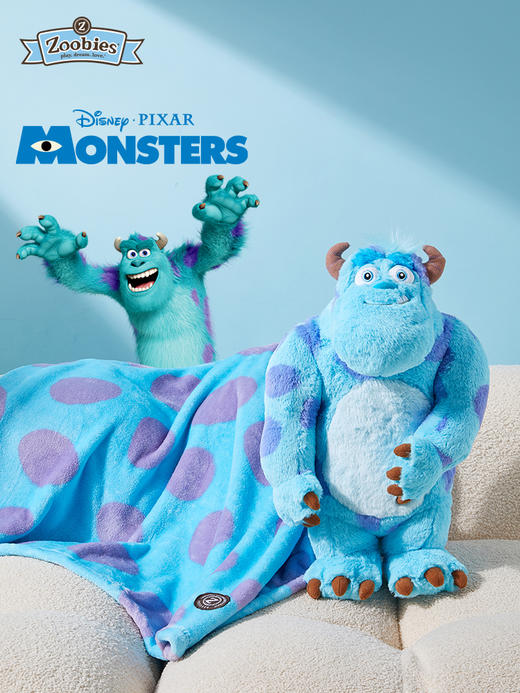 Zoobies 迪士尼香味草莓熊毛怪苏利文毛绒玩具3合1绒毯 商品图2