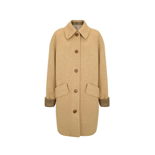 Even Vintage | 冬日暖意 全羊毛皮质毛呢外套女大衣中长款小个子 商品图4