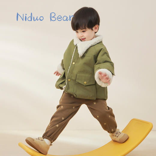 2022年冬季尼多熊新款儿童裤子女童男童加绒裤宝宝裤子秋冬不倒绒 商品图2