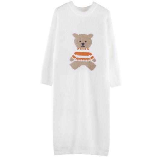 软绵绵小熊睡裙女秋冬季中长款加厚珊瑚绒长袖甜美可爱加绒家居服 商品图7