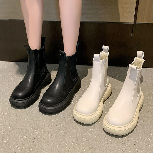 薄绒马丁靴子春秋单靴新款短靴厚底防滑2022秋冬网红爆款切尔西靴 商品图3