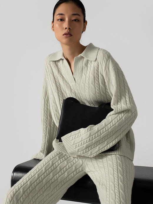 【石榴婆直播专享】
322工房复古绞花polo领针织衫2022新款羊绒羊毛宽松套头衫女A926 商品图3