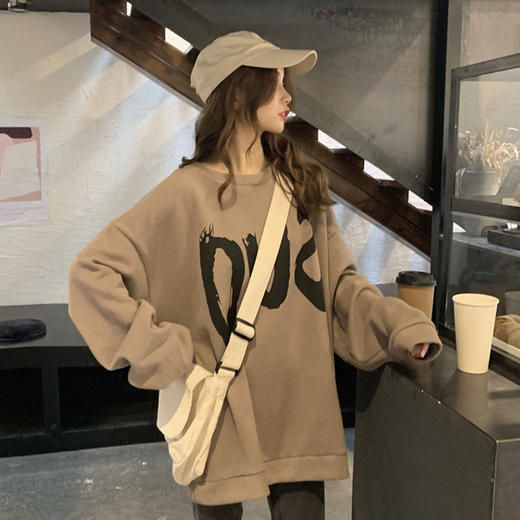 【百搭时尚韩版新款宽松薄款卫衣！】跨境宽松大码时尚休闲女装韩版春秋季300斤胖妹妹薄款圆领卫衣潮 商品图1