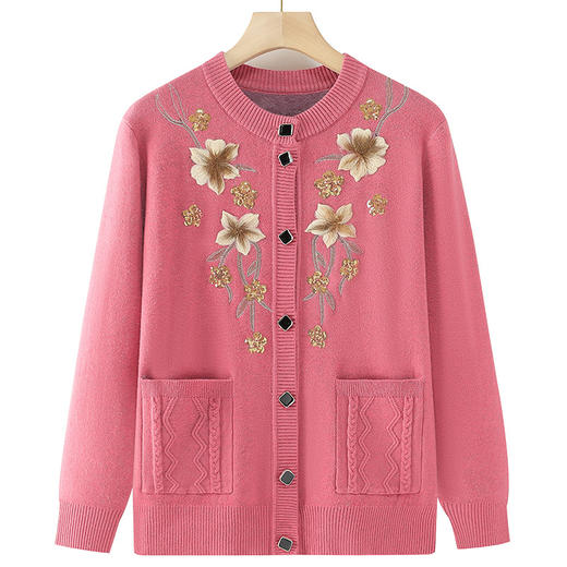 MQ864-4055-963中老年人秋冬奶奶冬装外套加绒毛衣妈妈太太保暖衣老人衣服 商品图3