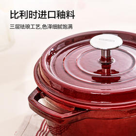 京东京造 铸铁珐琅锅 搪瓷炖锅煲汤锅24CM珊瑚红