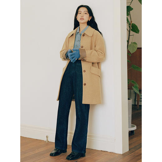 Even Vintage | 冬日暖意 全羊毛皮质毛呢外套女大衣中长款小个子 商品图2