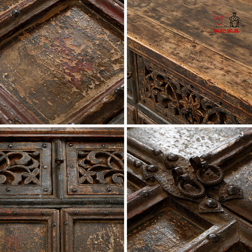 中式山西老旧焖桌供桌案供台玄关餐边柜明清家具朱红漆彩绘包老 商品图5