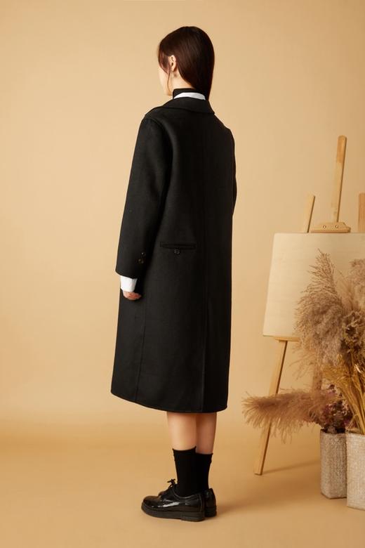 ESTELLICA 简约黑色双面羊绒大衣 10498 商品图3