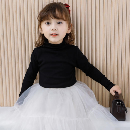 【49.9/3件】儿童半高领保暖打底衫双面磨毛阳离子面料A类质检男女童内搭加绒★ 商品图3