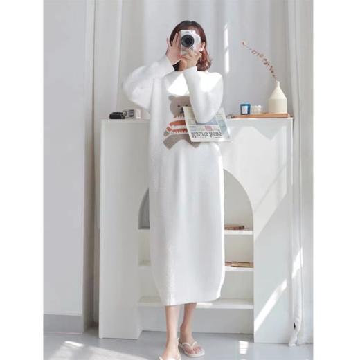 软绵绵小熊睡裙女秋冬季中长款加厚珊瑚绒长袖甜美可爱加绒家居服 商品图3