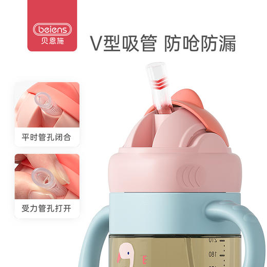 贝恩施儿童水杯吸管杯宝宝学饮杯鸭嘴杯婴儿喝水喝奶两用杯子 商品图4