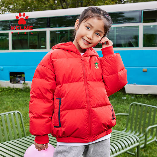 卡尔美童装羽绒服饰冬新款女童连帽宽松加厚外套5247YR4013 商品图3