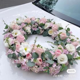 圆形婚车吸盘花泥