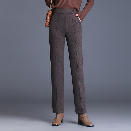 冬款长款简约修身，时尚宽松直筒裤松紧腰拼接休闲气质长裤MYX-28111 商品图1