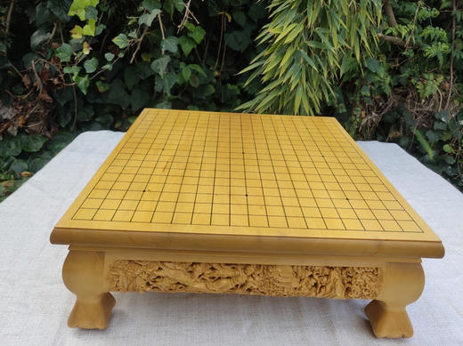 乌龙精品棋盘 实木棋盘 新榧 香榧实木 雕花围棋桌 围棋墩 商品图5