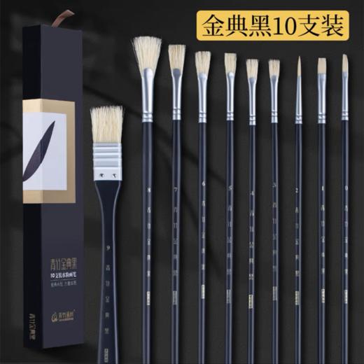 青竹金典黑水粉笔套装美术生专用艺考联考色彩扇形笔10支装绘画排笔油画笔猪鬃画笔 商品图5