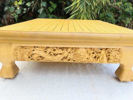 乌龙精品棋盘 实木棋盘 新榧 香榧实木 雕花围棋桌 围棋墩 商品图8