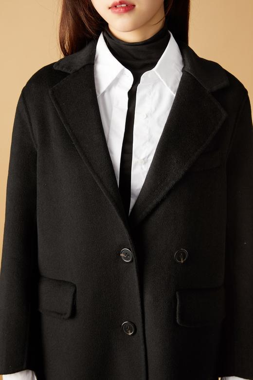 ESTELLICA 简约黑色双面羊绒大衣 10498 商品图4