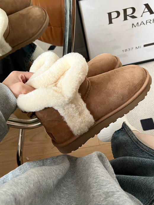 UGG.2022羊驼毛边小可爱雪地靴-栗色 商品图0