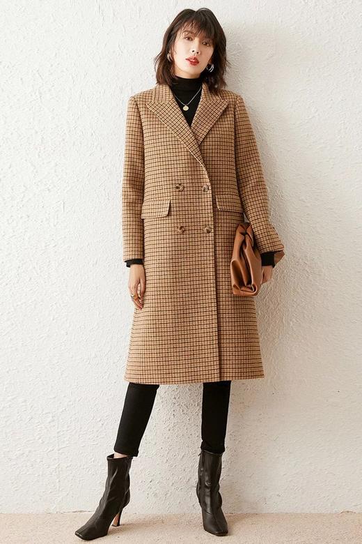 LOUIS YAO/白鹿语 经典修身格纹长外套 11065 商品图0