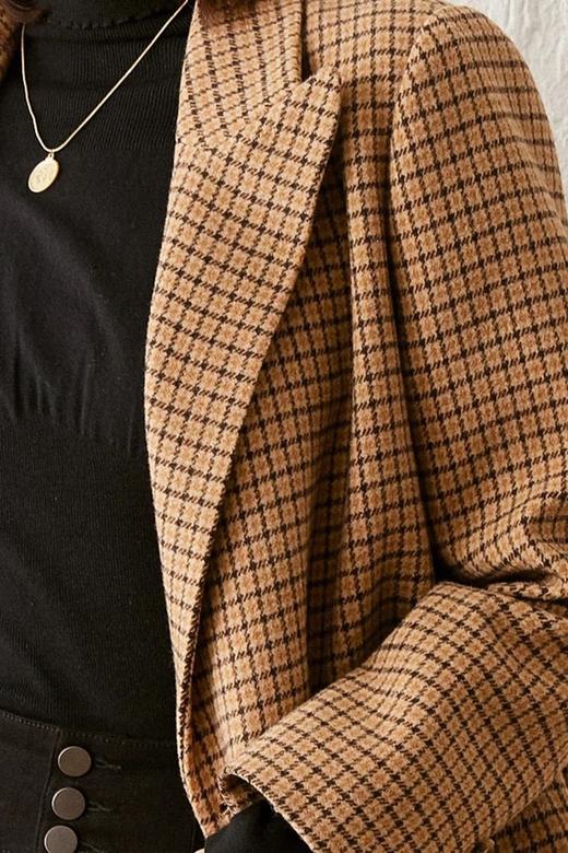 LOUIS YAO/白鹿语 经典修身格纹长外套 11065 商品图4