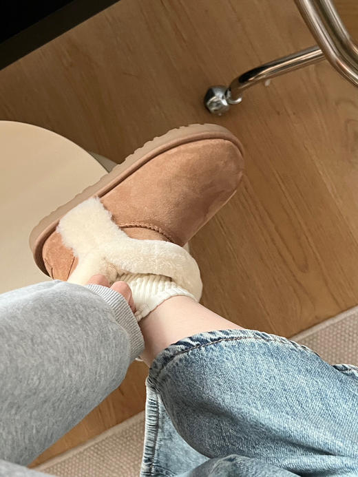 UGG.2022羊驼毛边小可爱雪地靴-栗色 商品图1