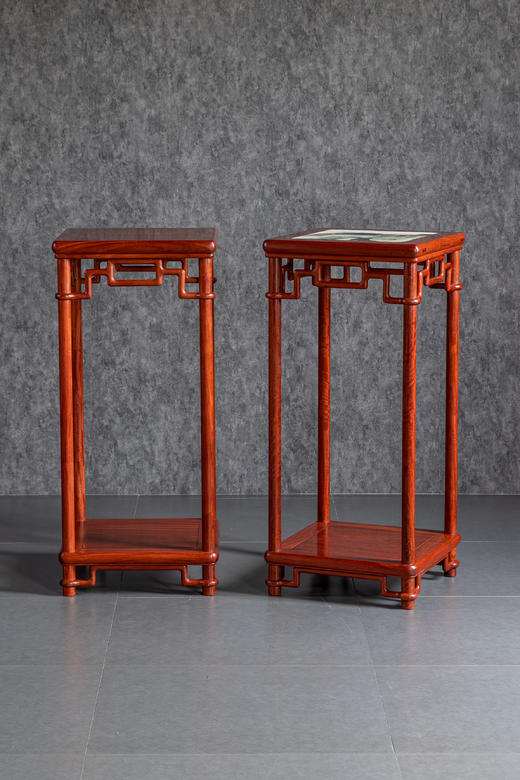 红桥红  家具严选  缅甸花梨（大果紫檀）【90木面/石面  颐和园圆腿 花架】 商品图0