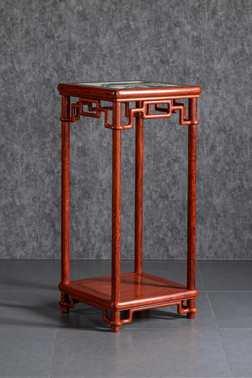 红桥红  家具严选  缅甸花梨（大果紫檀）【90木面/石面  颐和园圆腿 花架】 商品图7