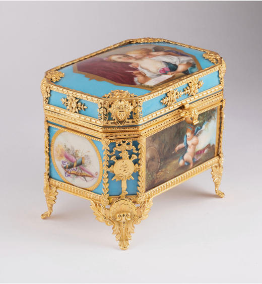 独角鹿西洋古董欧式首饰盒法式珍宝盒老瓷片铜鎏金收纳盒奢华风 商品图1