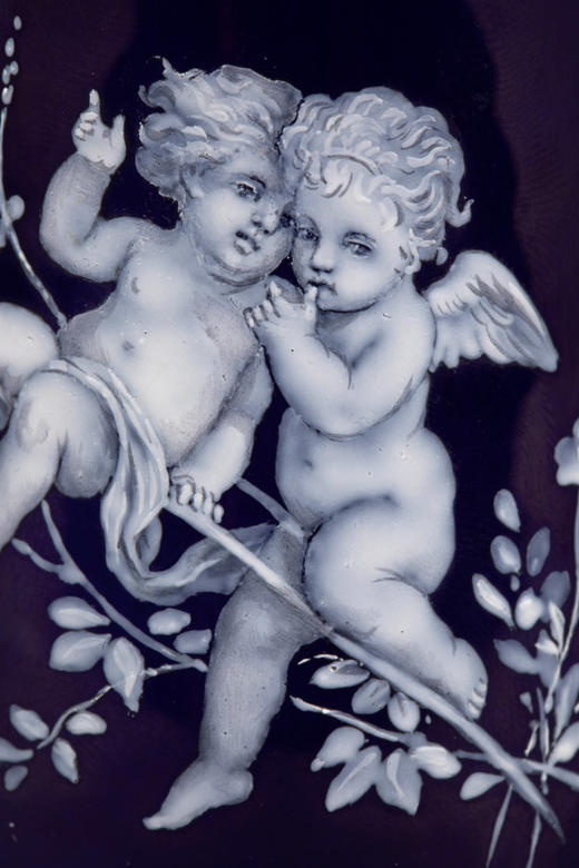 独角鹿西洋古董摆件1880年代德国梅森出品钴蓝色搪瓷小花瓶 商品图3